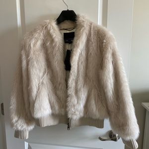 Banana Republic White Faux Fur Jacket